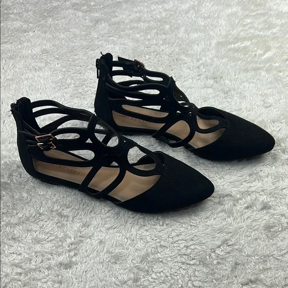 LC Lauren Conrad poem black pointed to strappy ankle flats, size 7 - 7.5 - Picture 1 of 10